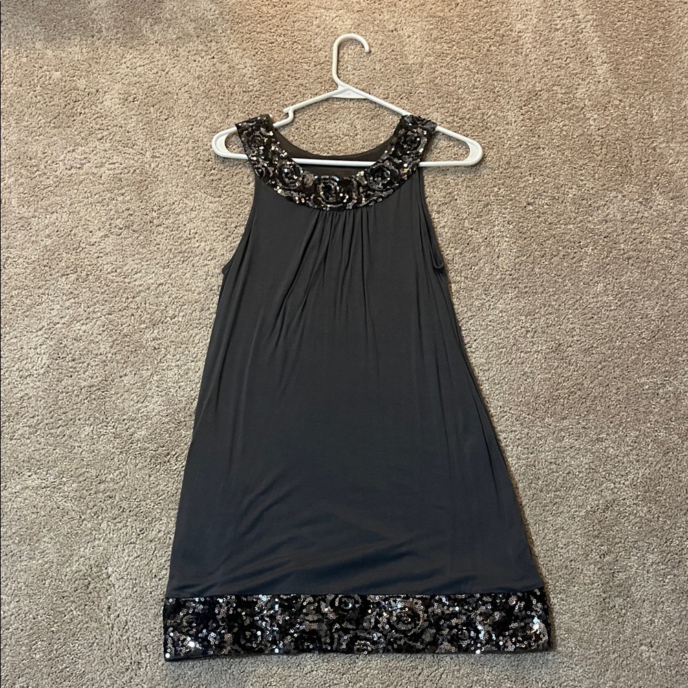 Express Black Sequin Embellished Dress
